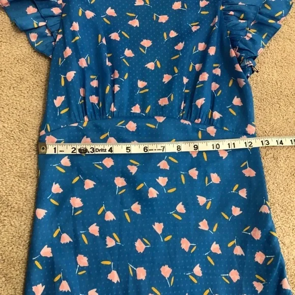 Saylor Jen Blue Floral Polka Dot Maxi Dress XS - Picture 13 of 15